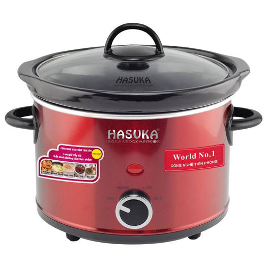 Nồi Nấu Chậm, Nồi Hầm, Kho Cá, Nấu Cháo HASUKA HSK-118 - 2,5 Lít - Hàng Chính Hãng (Màu ngẫu nhiên)