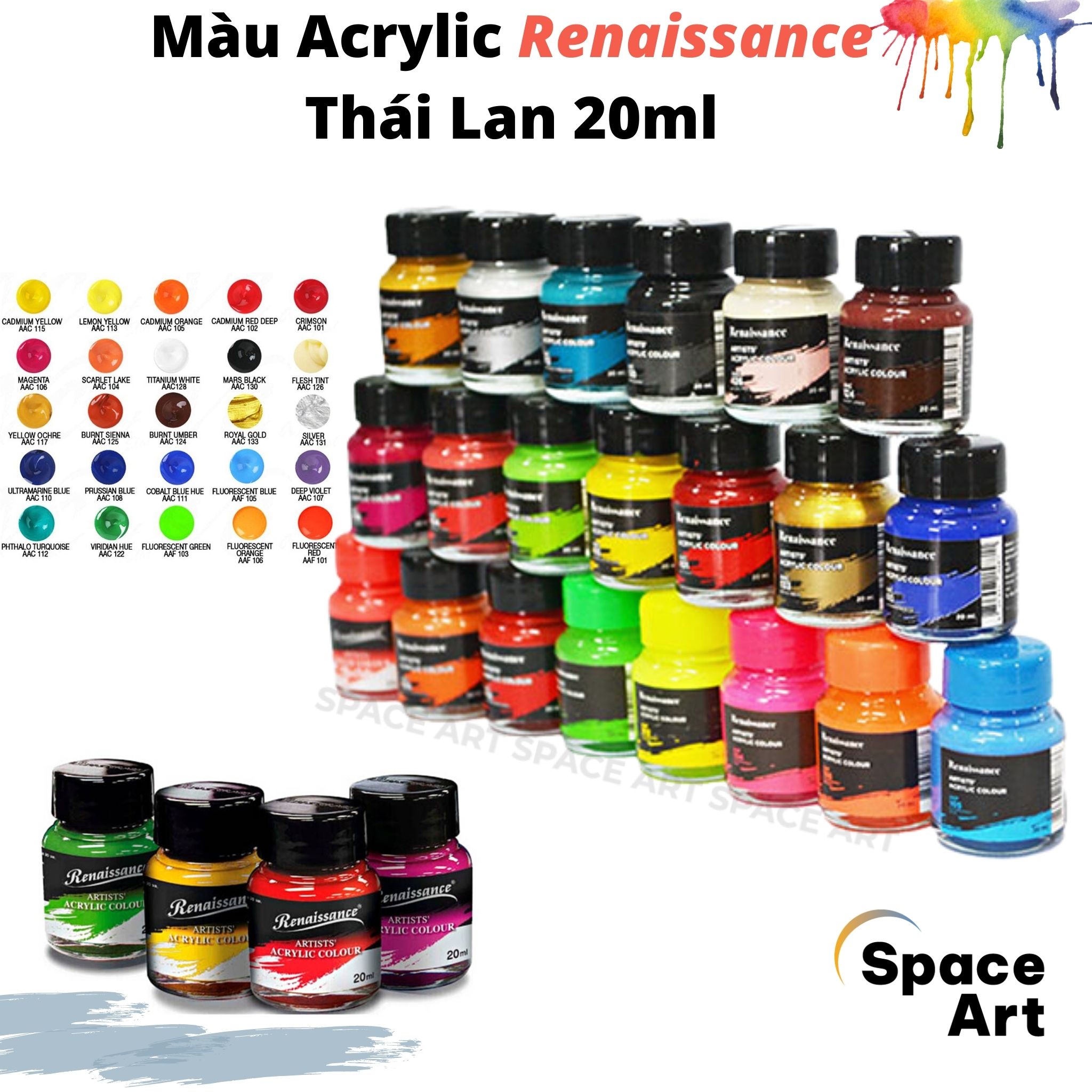 Màu acrylic artist renaissance thái lan 20ml vẽ trên mọi chất liệu