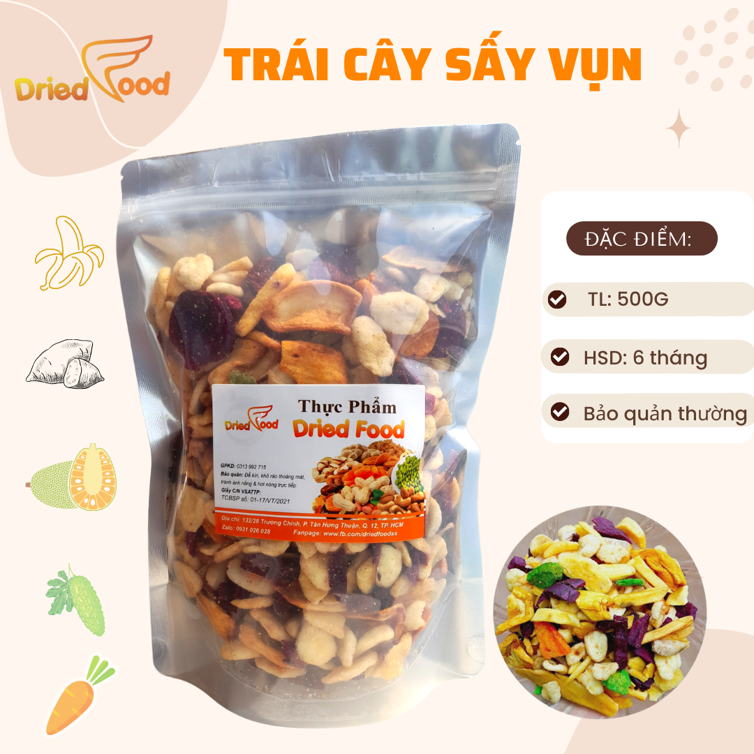500gram trái cây sấy thập cẩm hàng vụn