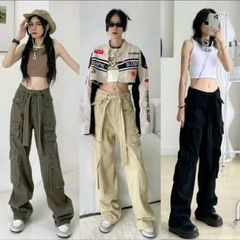 Quần Túi Hộp Kaki Thắt Dây Eo Siêu Đỉnh Quần Dài Nữ Lưng Cao Quần Kaki Túi Hộp CITY JEANS