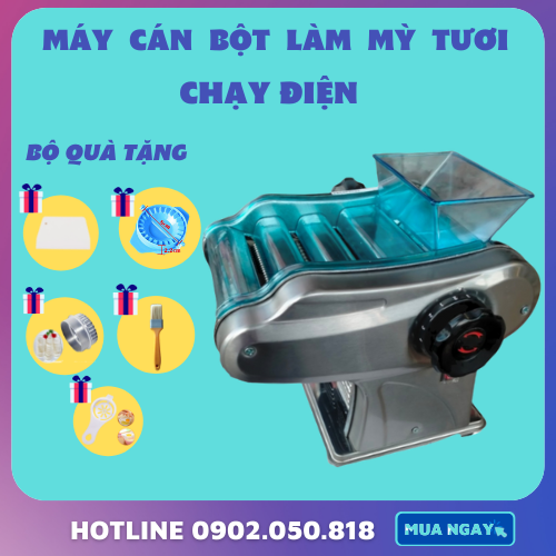 Máy cán bột làm mì tươi chạy điện ytd-150 công suất 135w máy cắt sợi bột mì máy cán mỳ bảo hành 12 tháng full phụ kiện