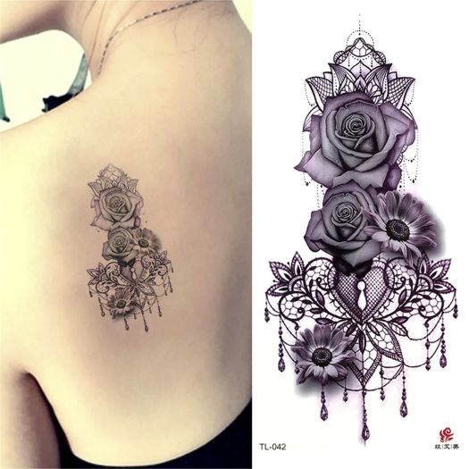 Hình xăm dán tattoo hoa hồng AQ-003 - Candyshop88 chuyên quà tặng, hộp quà,  quà tặng, trang sức, hình xăm dán tattoo