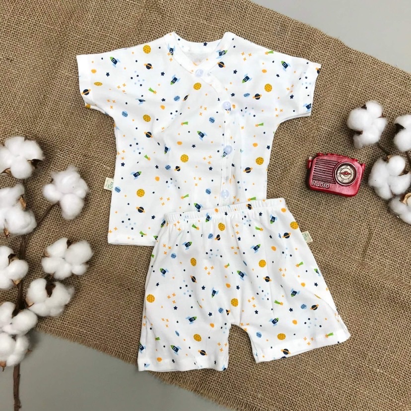 Bộ cộc tay cho bé chất cotton thô mềm mát