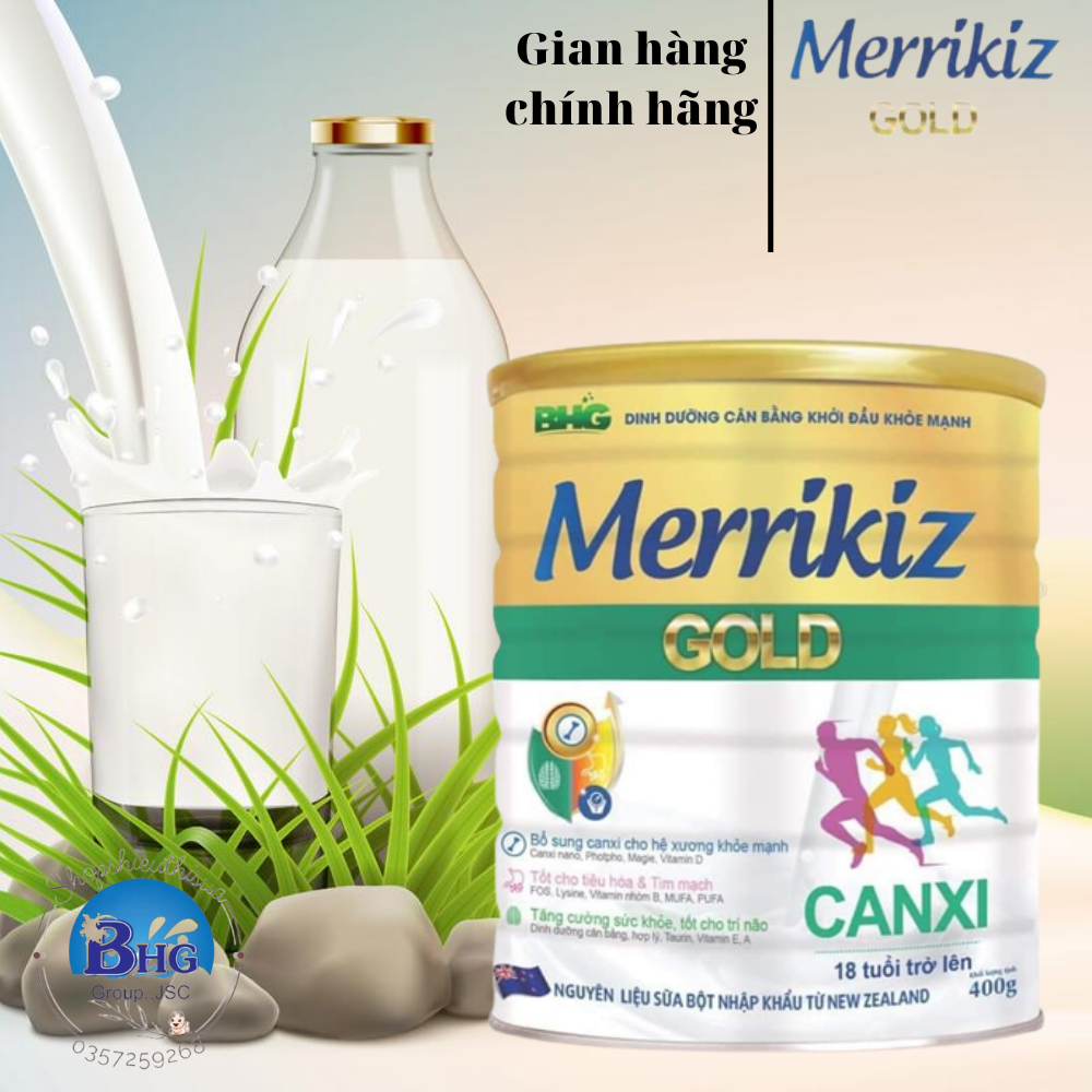 [HCM]SỮA BỘT MERIKIZ GOLD CANXI 18 TUỔI TRỞ LÊN 900G  [ Tặng xe đồ chơi bất kì ]