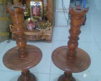 CẶP CHÂN ĐÈN GỖ GÕ  – CHÂN ĐÈN THỜ