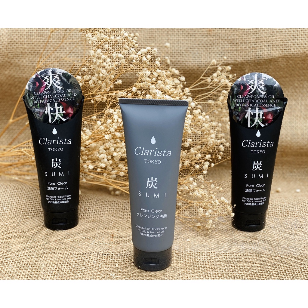 Sữa rửa mặt than hoạt tính Clarista Tokyo Sumi Nhật Bản 130g nguyên liệu từ thực vật không làm hại đến da
