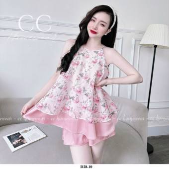 Bộ yếm voan phối lụa tơ tằm D28_CC Homewear