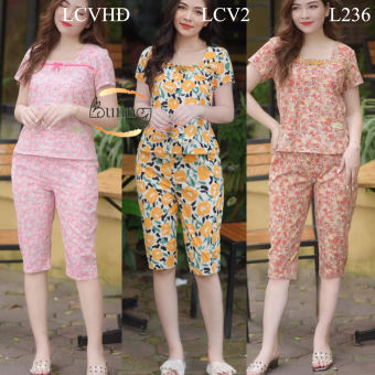 Quần áo nữ mặc ở nhà,  Đồ bộ mặc nhà lửng hoa hồng