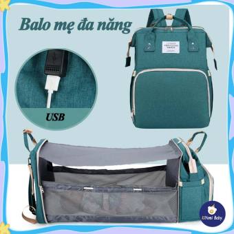 Nhiều màu tùy chọn Balo mẹ 2 trong 1 đa năng có nôi gấp và usb Balo bình sữa balo bỉm sữa đa năng cho mẹ và bé