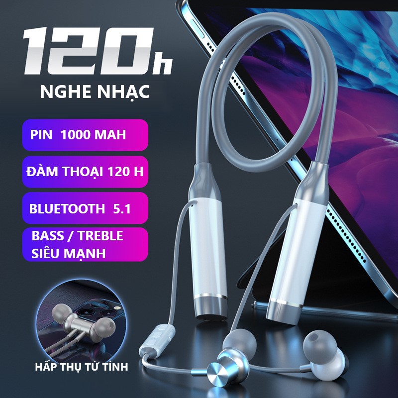 Tai nghe Blutooth không dây nghe nhạc 120h đàm thoại 120h pin 1000mAh Blutooth 5.1 deo lâu không đau tai chống ồn tốt chống thấm mồ hôi không có độ trễ giây