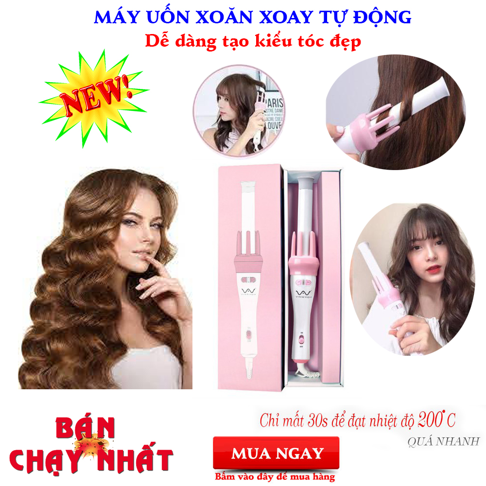MÁY UỐN TÓC XOAY TỰ ĐỘNG 360 VIVID & VOGUA 2 CHỨC NĂNG UỐN XOĂN VÀ CỤP,Gậy uốn xoăn xoay tự động 360 độ tạo kiểu tóc đa năng Máy uốn tóc xoăn làm tóc ( lỗi 1 đổi 1 )