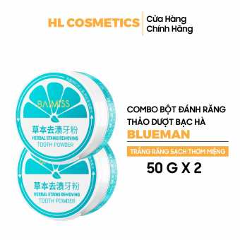 Combo 2 Hộp Bột đánh Răng Thảo Dược BAIMISS Bạc Hà Trắng Răng Hoàn Hảo Kiểm Soát Thơm Miệng