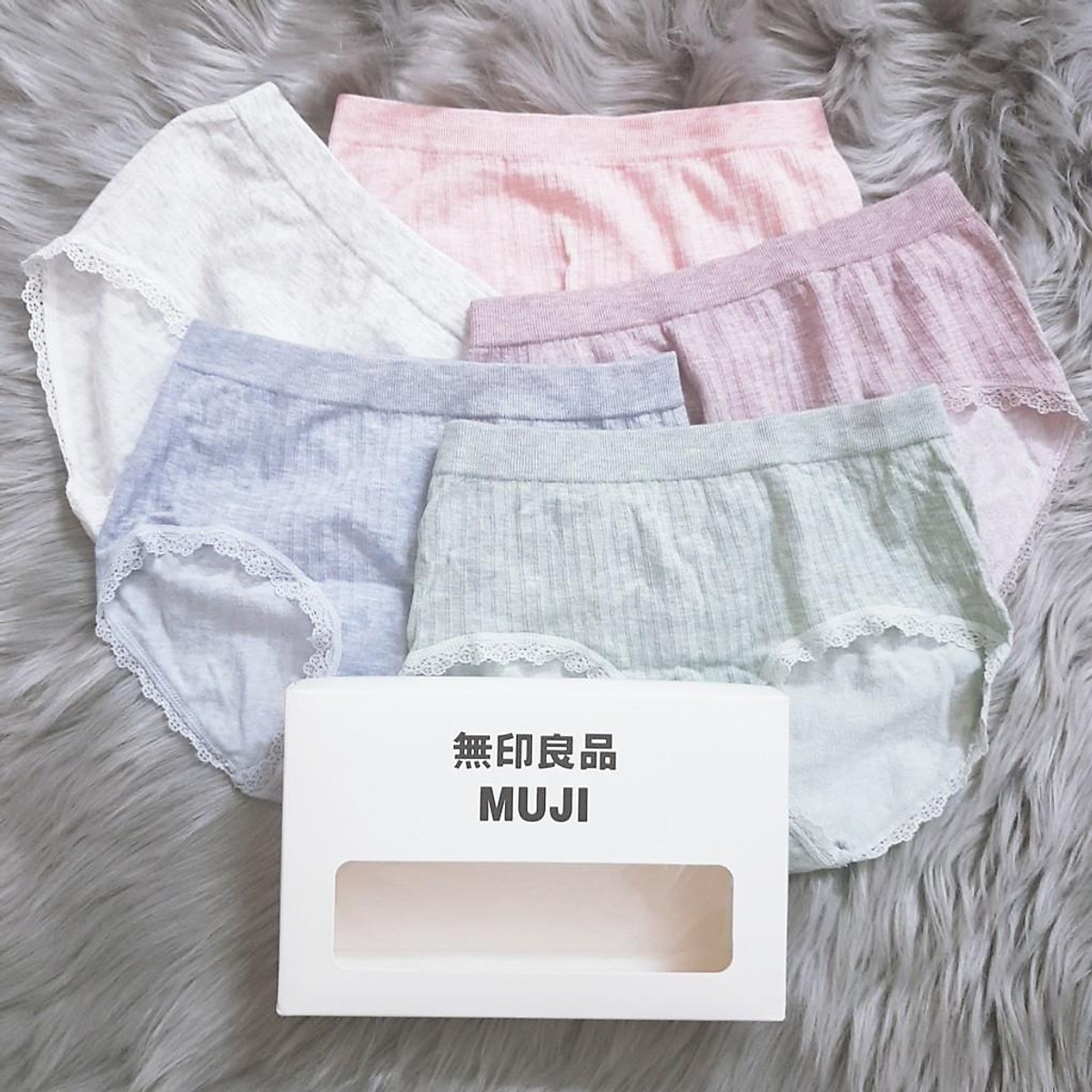 Hộp 5 quần lót nữ Muji muối tiêu kháng khuẩn Free size 45-68 kg- Quần lót nữ
