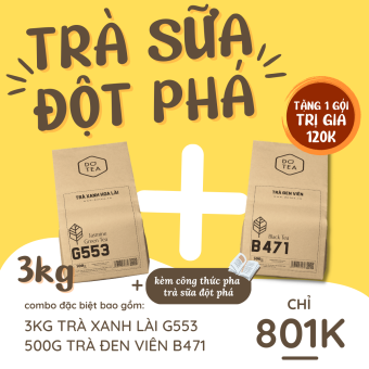 Trà xanh lài pha trà trái cây, lục trà sữa, gói 500gam trà xanh nhài G553 Dotea, chát nhẹ, thơm mùi hoa lài tự nhiên, chuyên dùng cho pha chế