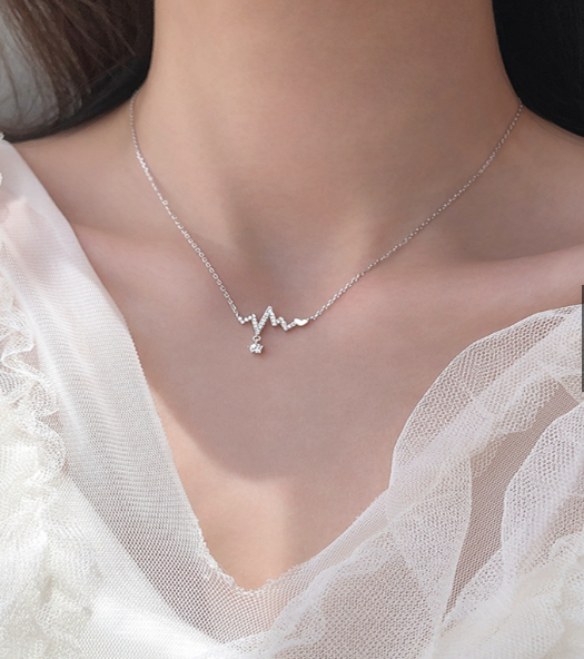 Dây chuyền hình nhịp tim nữ tính _ bạc 925