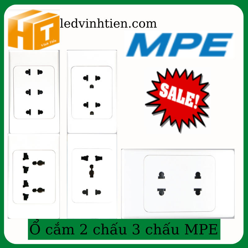 Ổ cắm 2, 3 chấu, ổ cắm đa năng đế liền chính hãng mpe a20us2n, a20us3n, a20ues2n, a20us2mn, a20uesm2n