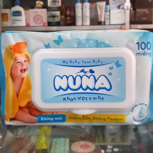 Khăn ướt NUNA 100 miếng KHÔNG MÙI KHÔNG CỒN CHO BÉ
