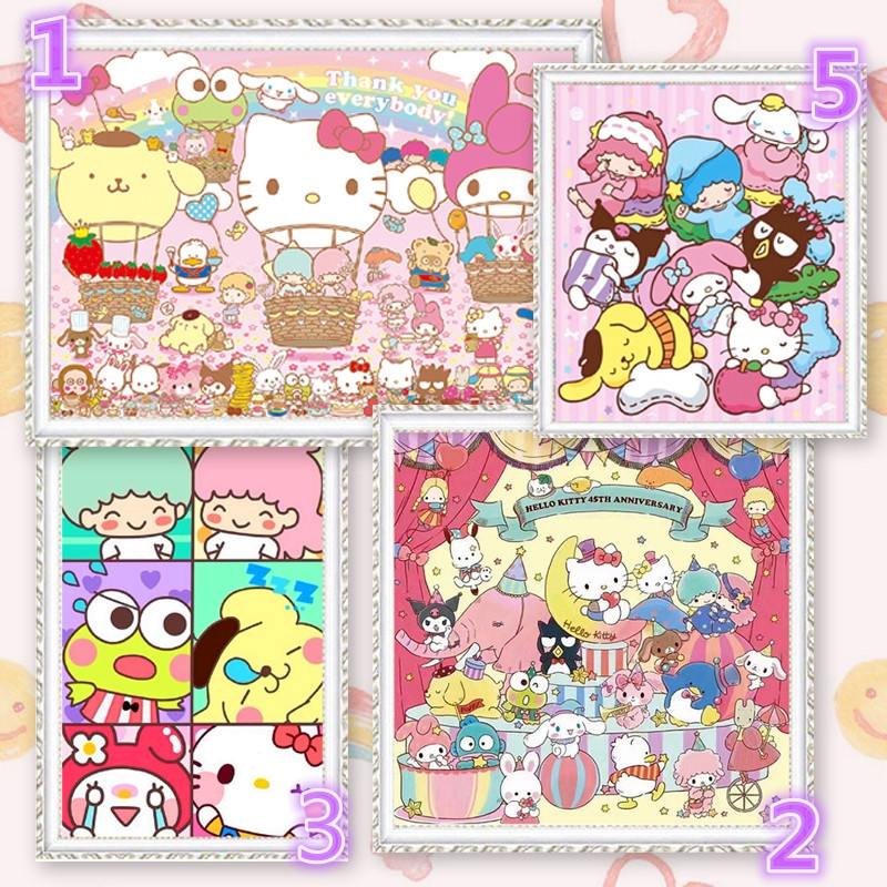 Kawaii Sanrio Cartoon Kid Diamond Painting Cute Hello Kitty Diy