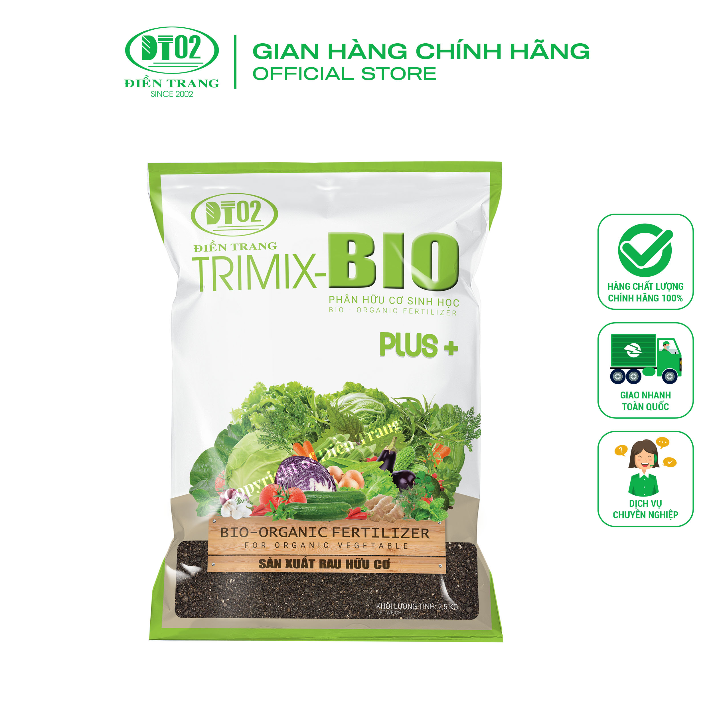 Phân bón cho RAU - Điền Trang TRIMIX-BIO 2,5 Kg
