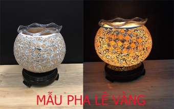 Đèn Xông Tinh Dầu Pha Lê Lớn ( MẪU PHA LÊ VÀNG) + Tinh Dầu Sả Chanh 5ml