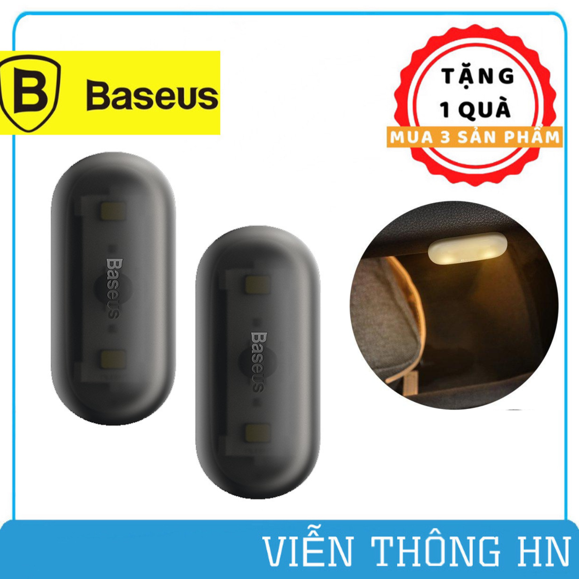 Đèn Led Dán Cốp Xe Ô Tô led mini Baseus dán cốp gầm ghế trần xe oto tủ đồ quần áo ...