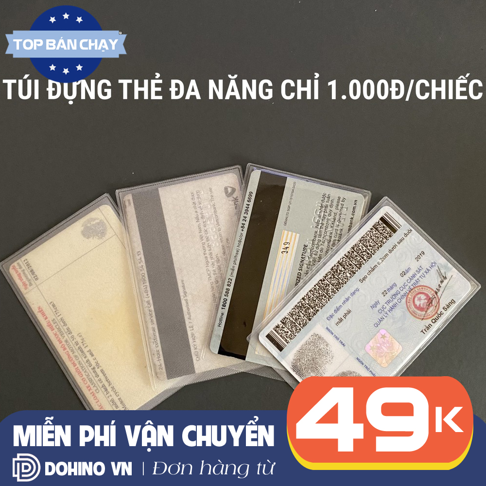 (Top 10 tiện ích cá nhân) Combo 10 Túi Nhựa Dẻo Trong Suốt PVC Đựng Thẻ ATM, Căn Cước Công Dân, Bằng Lái Xe, Card visit, thẻ tín dụng trong suốt tiện lợi chống thấm nước DSTCC82