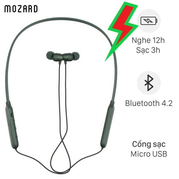 Z702 Tai nghe Bluetooth Mozard Xanh- vòng đeo thể thao