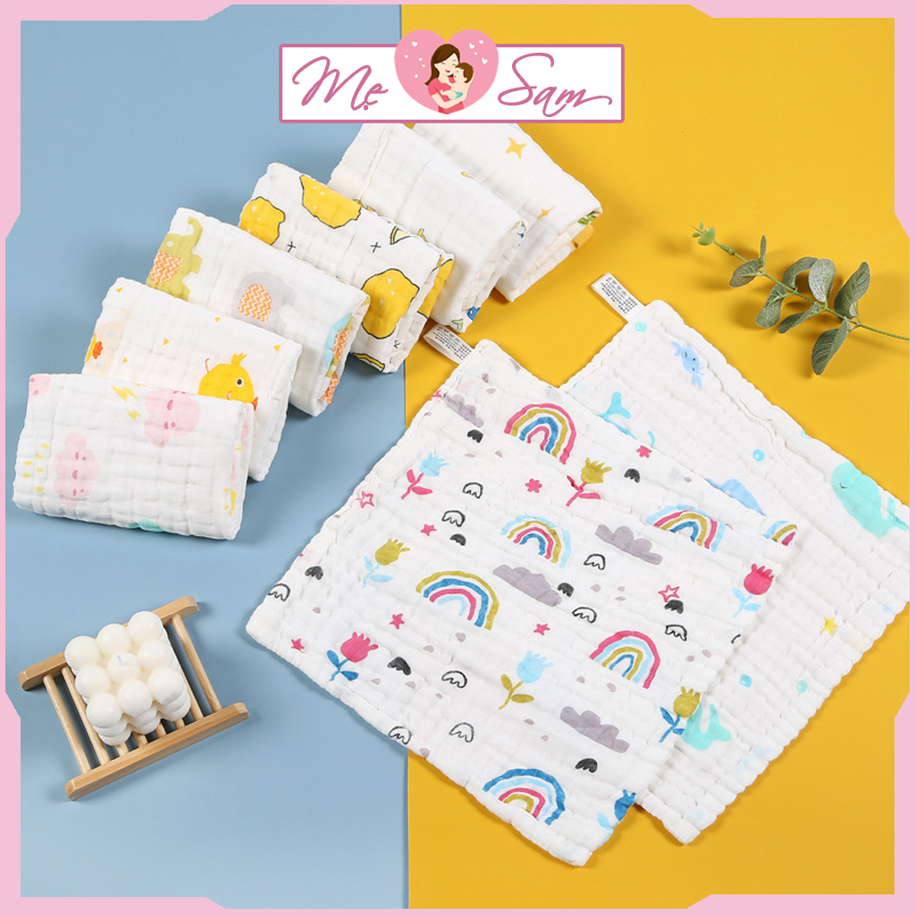 Khăn Xô 6 Lớp cho bé khăn sữa họa tiết đáng yêu, ngộ nghĩnh 25 x 25 cm Shop Mẹ Sam