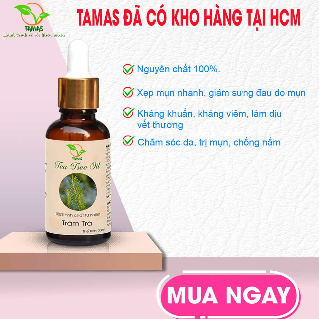 Chấm mụn tinh dầu Tràm Trà Úc nguyên chất , hiệu quả giảm đau, xẹp mụn sau 1 đêm sử dụng, không gây kích ứng da.