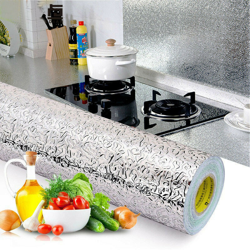 Miếng dán lá nhôm chống dầu nhà bếp/miếng dán tủ bếp tự dính không thấm nước/miếng dán tường nhà bếp giấy dán tường cho đồ nội thất/