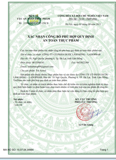 Trà Atiso Ladophar - 100 Túi Lọc