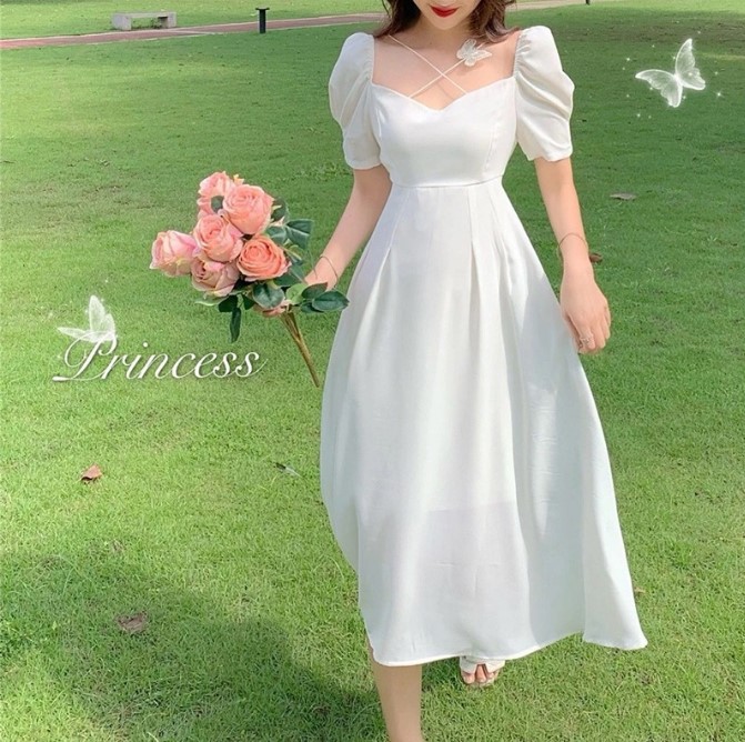 summer white dress long dress plus size dress 