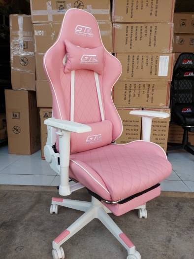 Ghế gaming, streamer màu hồng, da pu cao cấp, đem lại cảm giác thoải mái, hàng nhập khẩu