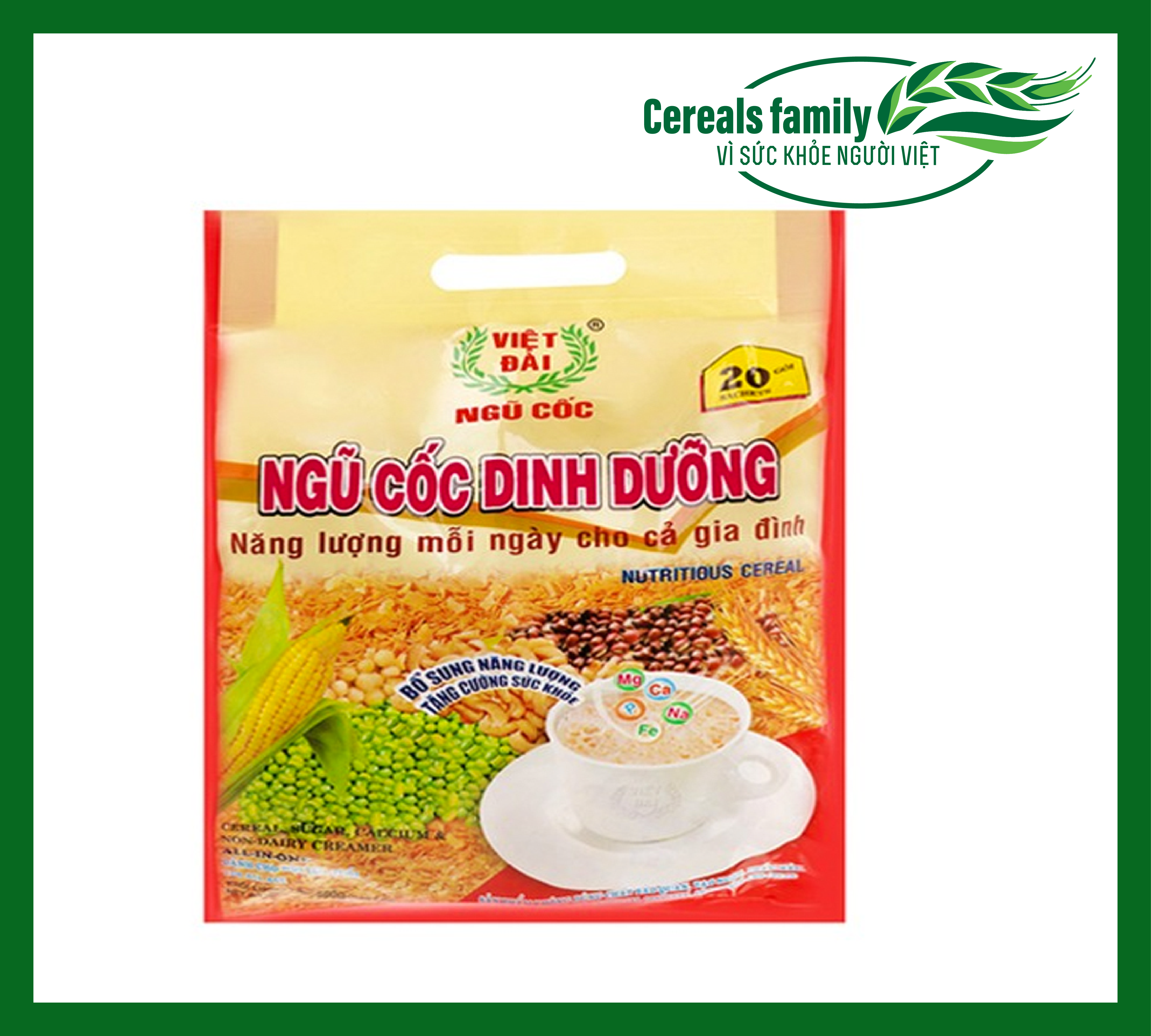 Bột ngũ cốc dinh dưỡng Việt Đài 500g dinh dưỡng tốt cho sức khỏe gia đình