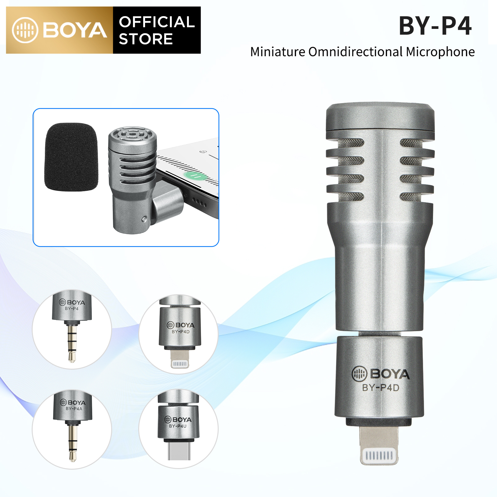 BOYA Micro Thu Nhỏ Đa Hướng BY-P4 Tương Thích Với Điện Thoại Thông Minh, Máy Tính Xách Tay, Máy Tính Bảng, Máy Quay Phim, Máy Ghi Âm, iPhone, Thiết Bị Android Type-C Để Quay Video Phát Trực Tuyến Vlog YouTube