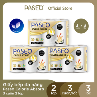 Giấy bếp đa năng Paseo Calorie Absorb 3 cuộn 2 lớp