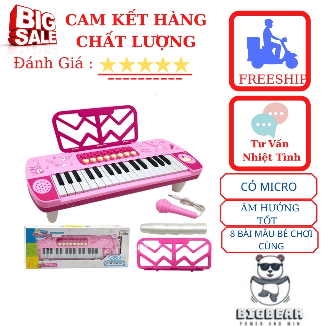 Đồ Chơi Đàn Organ Có Micro Cho Bé Có Bài Hát Và Giai Điệu, Âm Thanh Chất Lượng,Bé Làm Ca Sĩ 🎁Đồ Chơi Gấu Bự