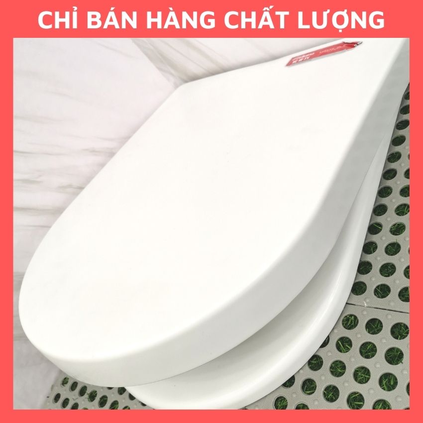 [HÀNG LOẠI 1]Nắp Bồn Cầu Đóng Êm Nhựa Trắng Dày Dặn, Chịu Lực, Đầy Đủ Phụ Kiện