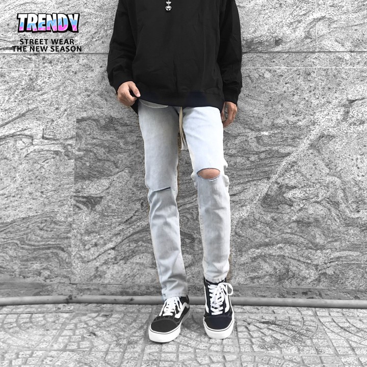 Quần jean nam slim fit màu xám nhạt ✅ phong cách Hàn Quốc ✅ Trenddy [211]