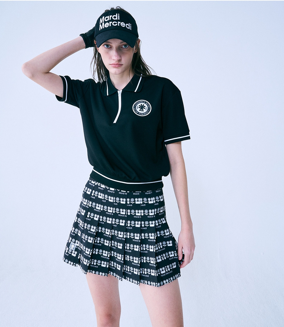 MARDI MERCREDI PIQUET ZIP UP TSHIRT ROUND EMOJI WAPPEN