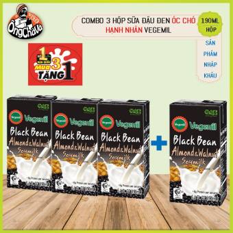 Combo 3 Sữa Đậu Nành Vegemil Đậu Đen Óc chó Hạnh Nhân 190ml