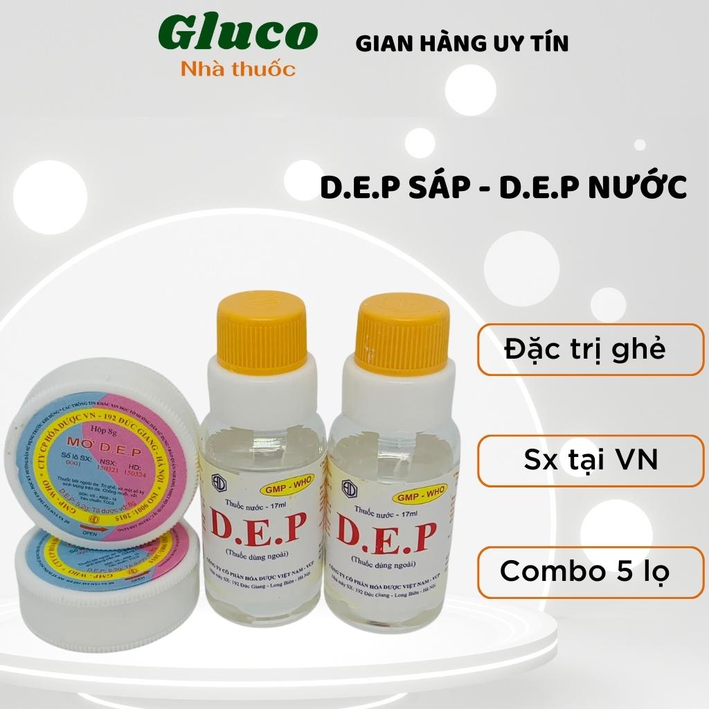 D.e.p nước 17ml, d.e.p mỡ 8g bôi ghẻ ngứa viêm da muỗi đốt, kem bôi da ngứa combo 5 lọ glu29