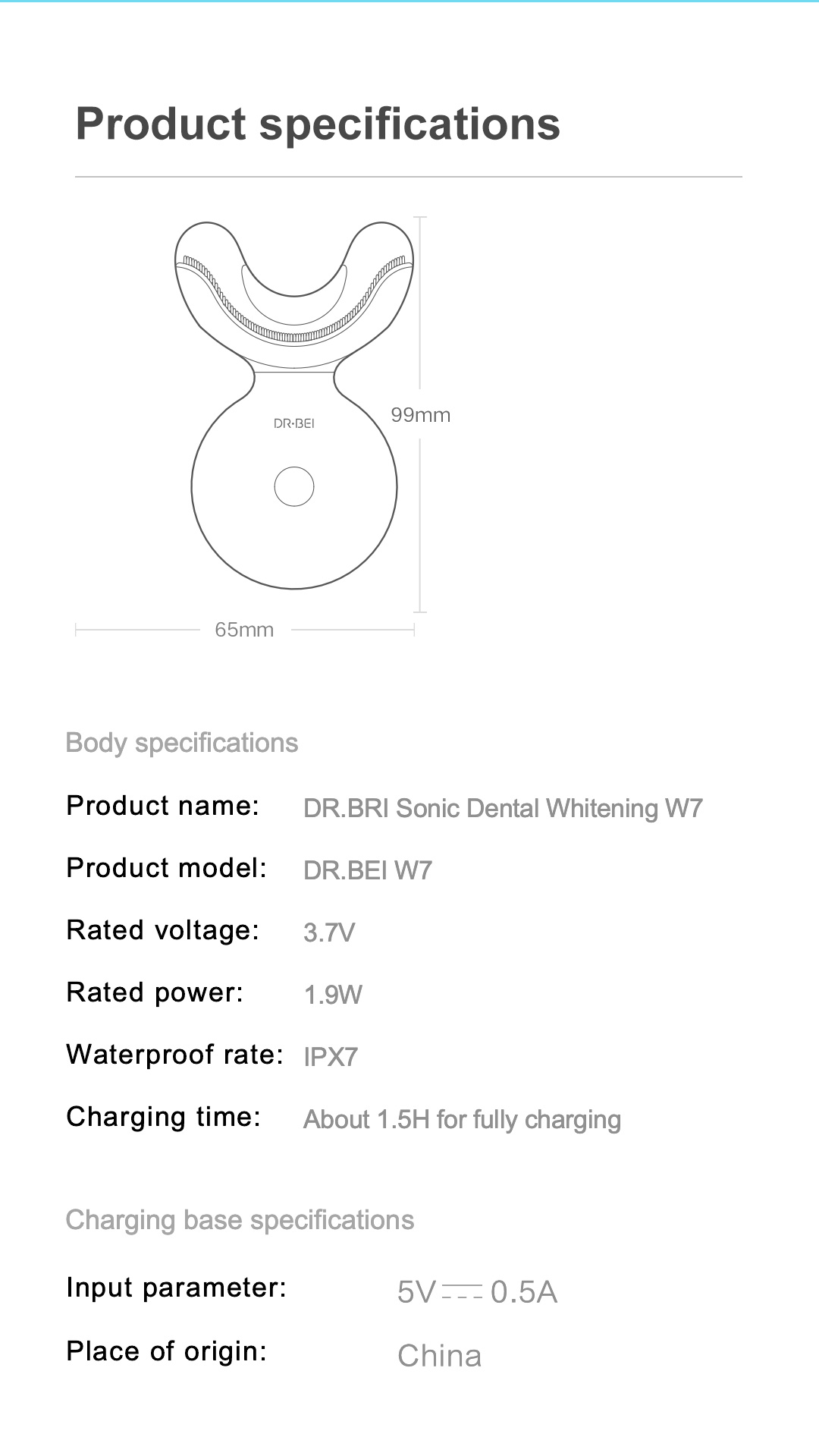 DR.BEI W7 Dental Whitening Gel, 4 Pieces Xiaomi Youpin DR.BEI W7 Dental Teeth Whitening Equipment Sonic Acoustic Oral Care Beautifier IPX7 Waterproof Tooth Whitening Cleaning Tools