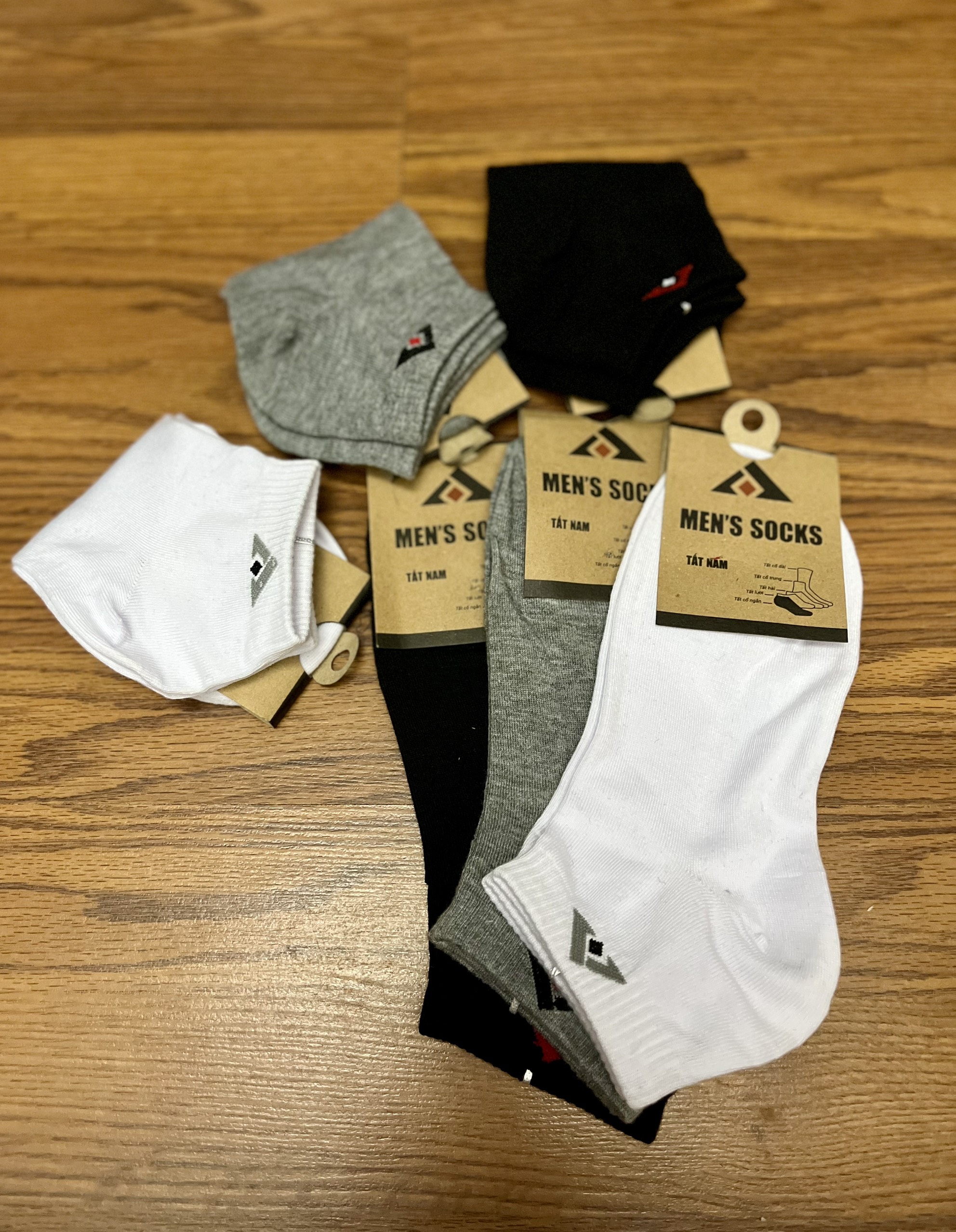 Tất Cotton Dày Dặn Cổ Thấp Nam Nữ 3 Màu - Tất Vớ Unisex Siêu Thấm Hút Mồ Hôi