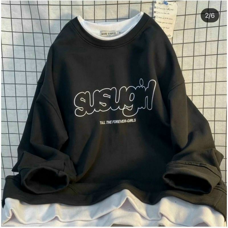 Áo sweater in chữ cổ tròn tp72