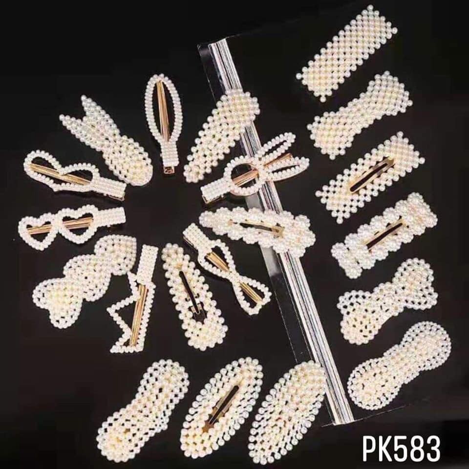 Set 20 kẹp tóc ngọc trai cho bạn gái túi zip kiểu hàn quốc