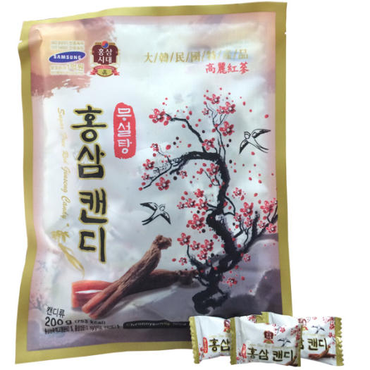 Kẹo Sâm Cành Đào Không Đường Hàn Quốc túi 200gr