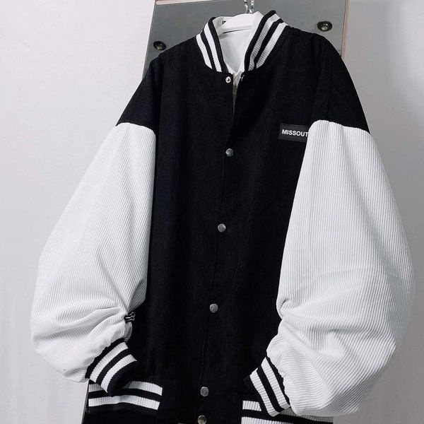 Áo khoác missout fabric bomber black & white, áo khoác bomber missout đen trắng unisex nam nữ vải nhung gân dày dặn - ginstore 003