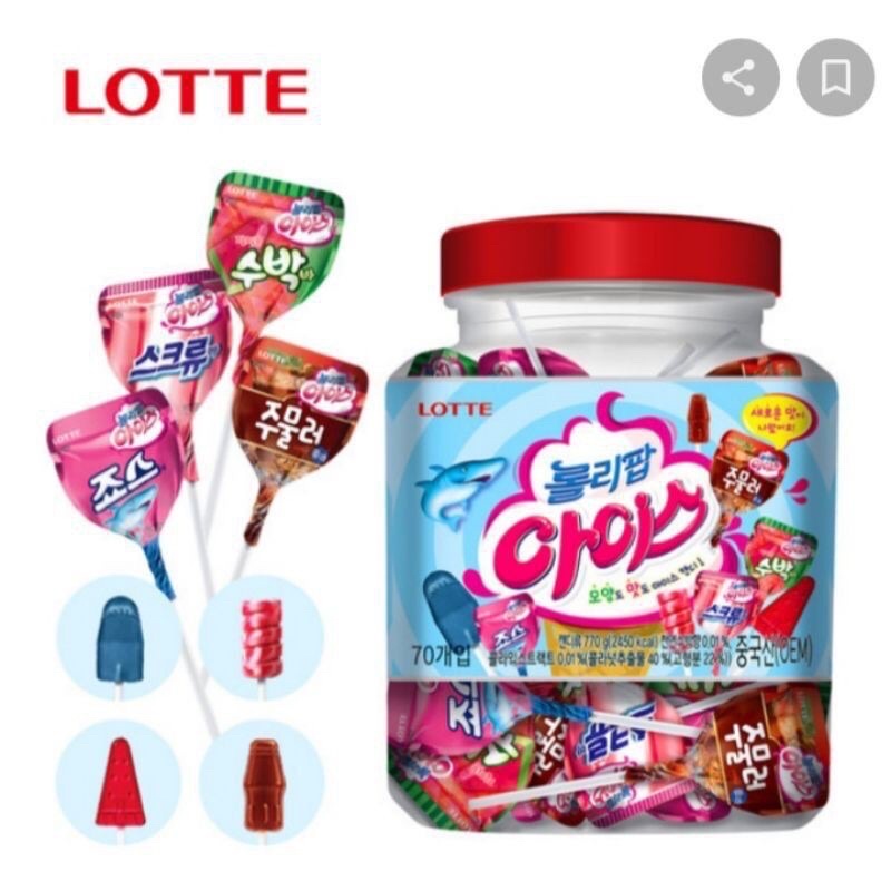 HỘP 60 CÂY KẸO MÚT LOLLIPOP ICE LOTTE HÀN QUỐC SIÊU CUTE- ĐỒ ĂN VẶT-KẸO-ĂN VẶT-TẾT