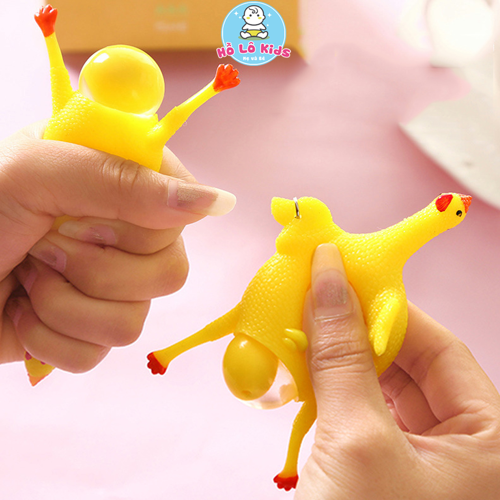 Móc khóa gà đẻ trứng ngộ nghĩnh, móc chìa khóa gà silicon giảm stress Hồ Lô Kids